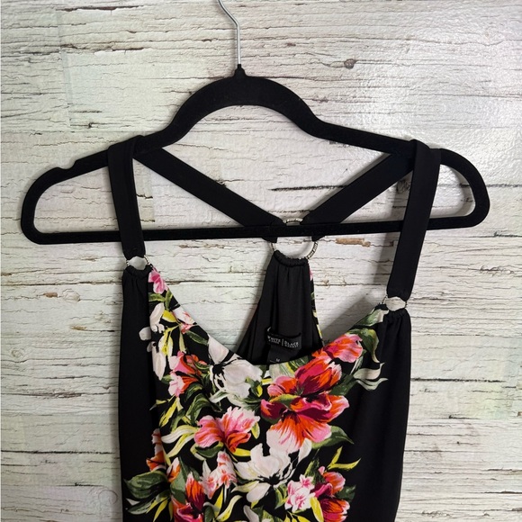 White House Black Market Black Dress with Pink and White Floral size medium - Picture 3 of 7